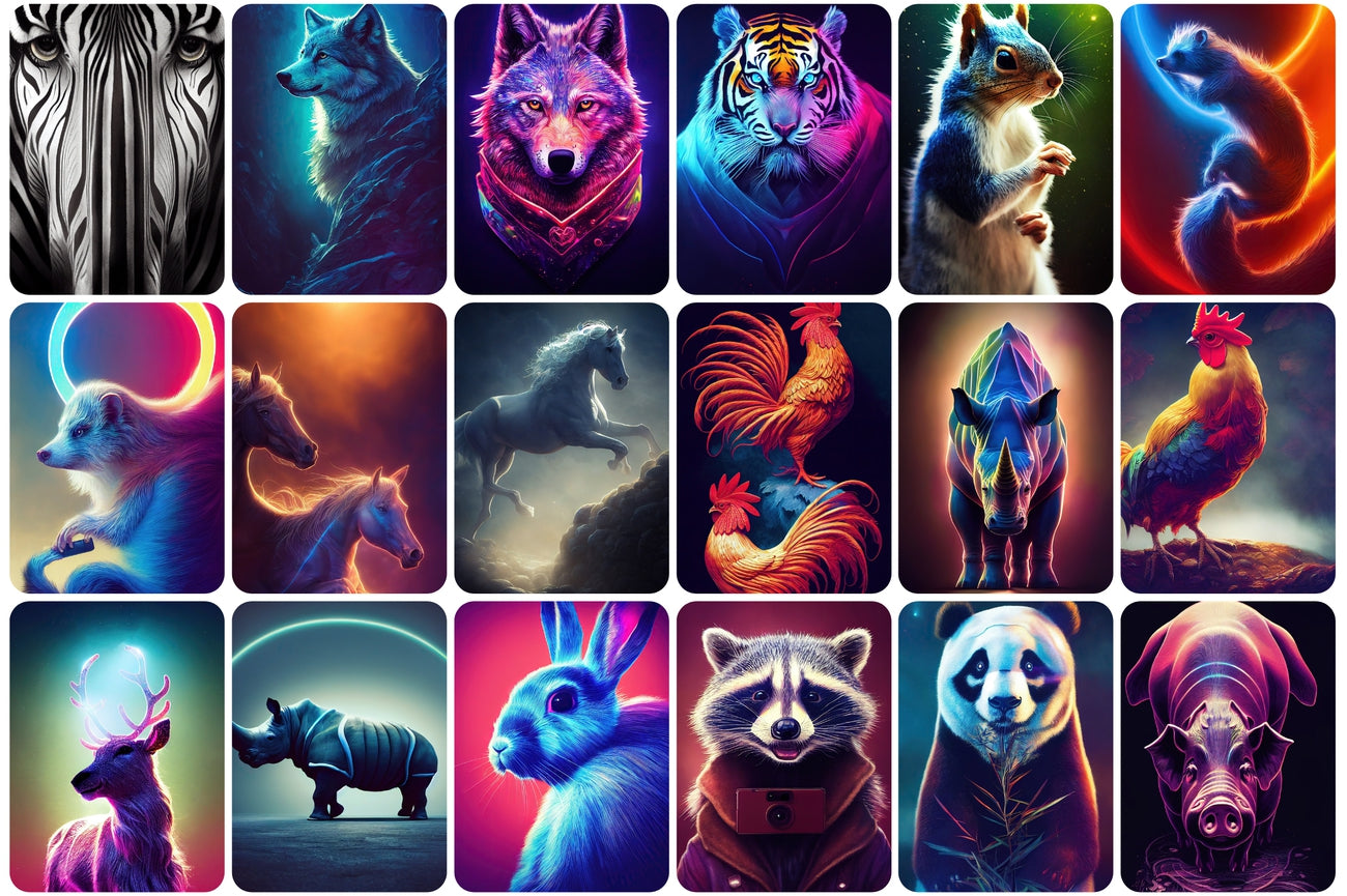70+ Holographic Stock Animals Bundle - Artixty