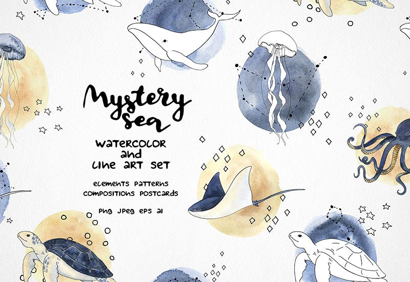 6000+ Watercolor And Line Art Bundle - Artixty