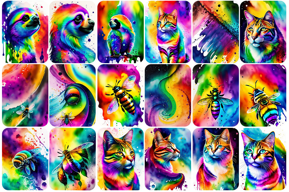 333 Watercolor Animal Illustration Images Bundle - Artixty