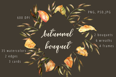 Soft Autumn Watercolor Design Bundle - Artixty