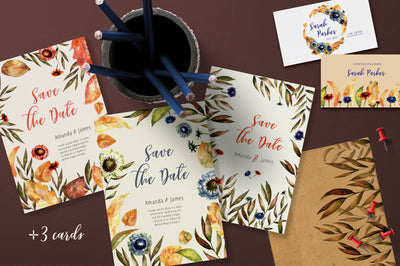 Soft Autumn Watercolor Design Bundle - Artixty