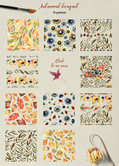 Soft Autumn Watercolor Design Bundle - Artixty