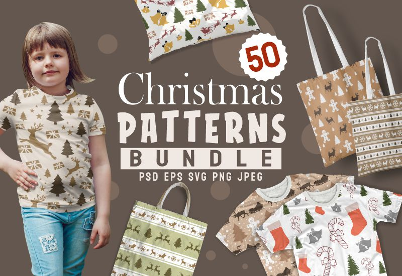 The Cheerful Christmas Seamless Patterns Bundle-Graphics-Artixty