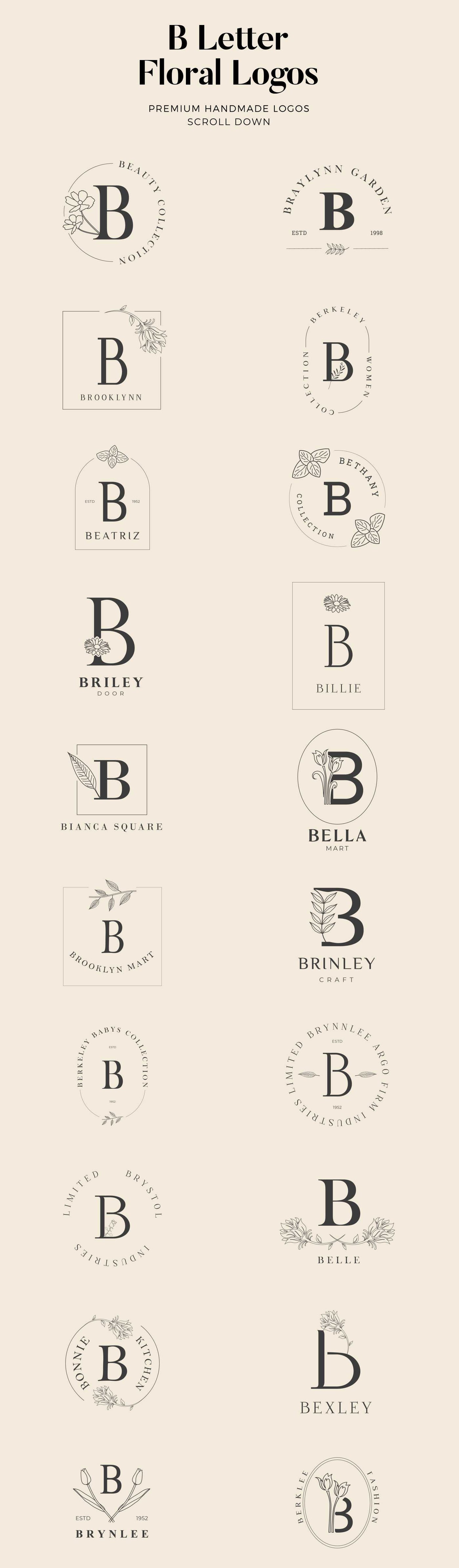 520 A to Z Floral Handmade Logos Bundle