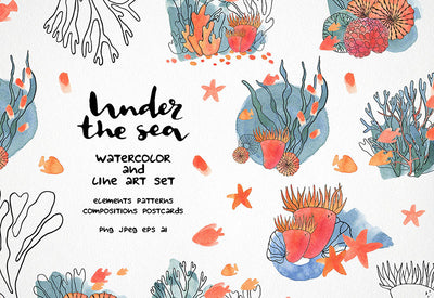 6000+ Watercolor And Line Art Bundle - Artixty