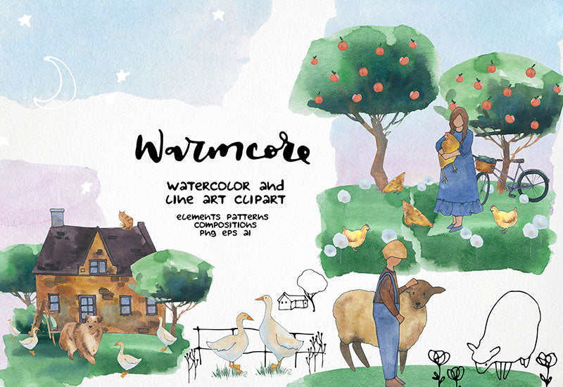 6000+ Watercolor And Line Art Bundle - Artixty